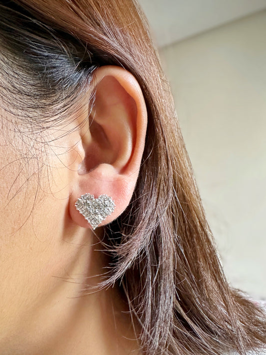 Twinkle Heart Pavé Stud Earrings