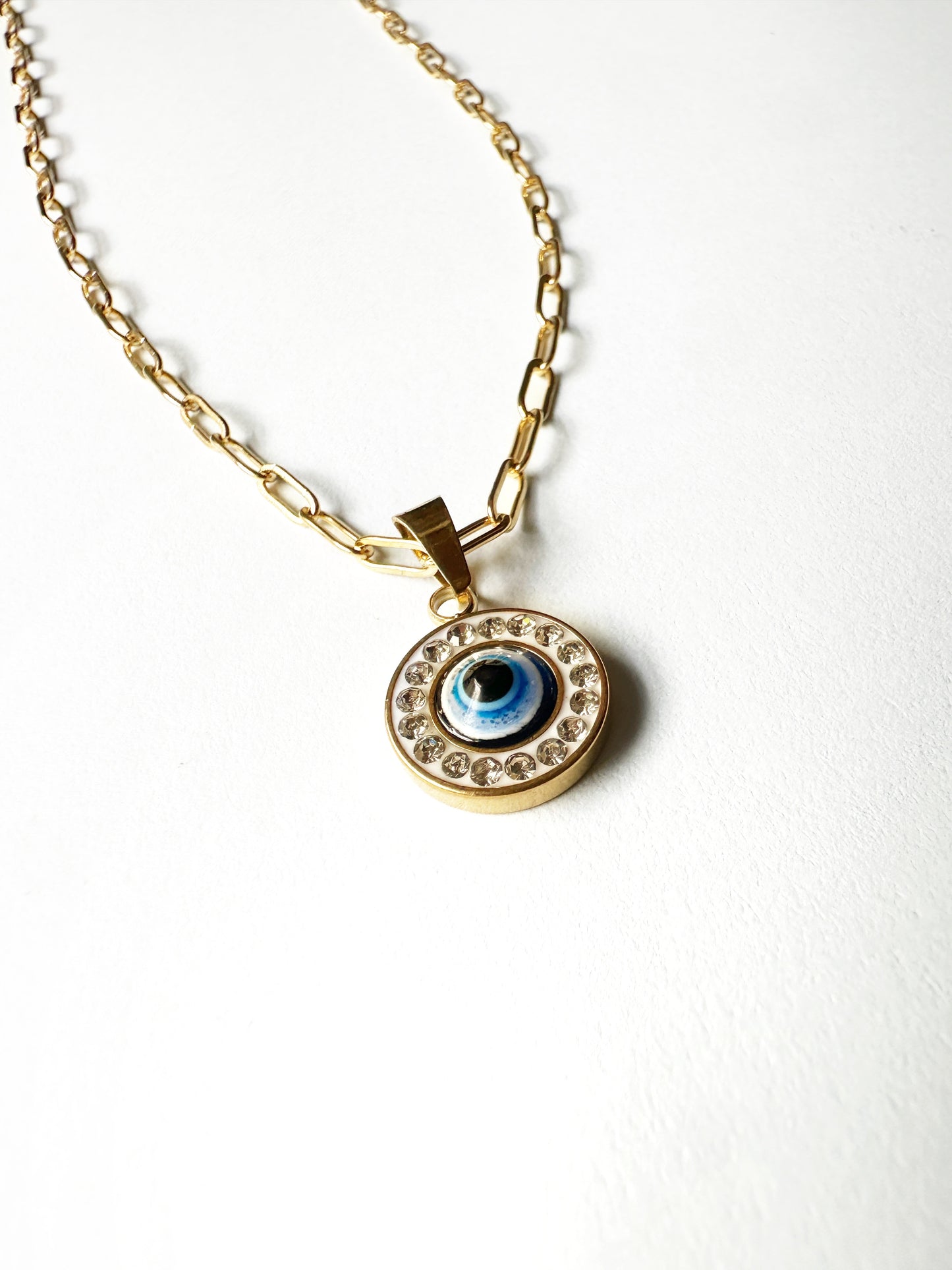 Evil Eye Pendant Necklace in Stainless Steel