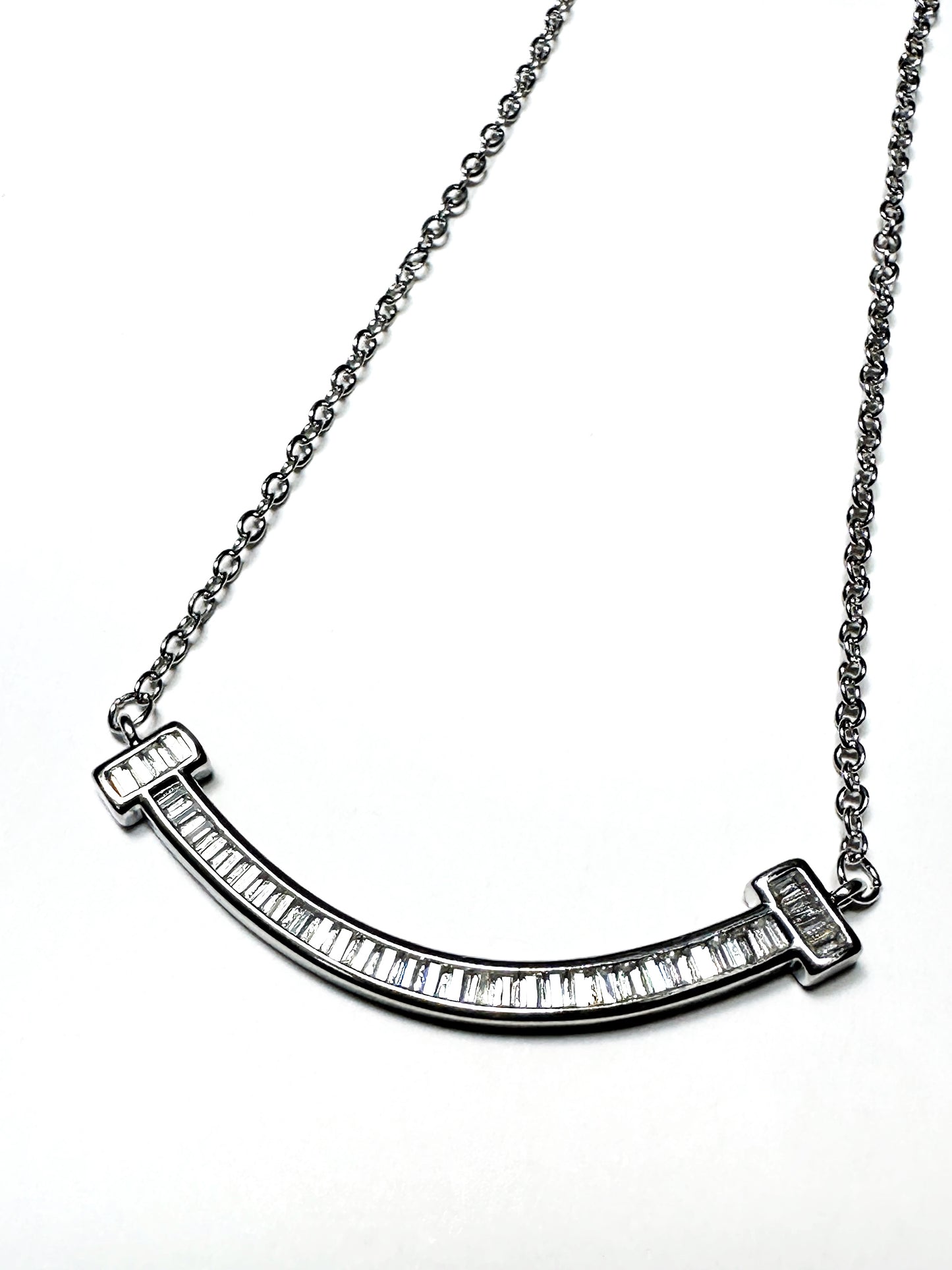 Curved Baguette Bar Necklace