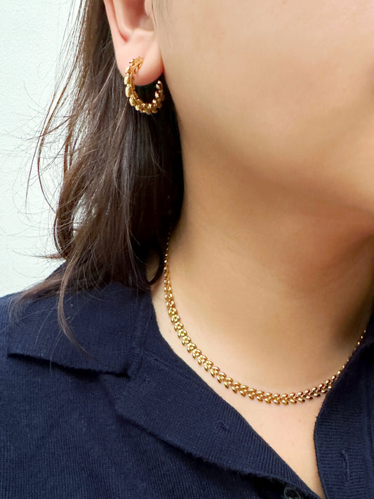 Golden Laurel Stainless Steel Jewelry Set