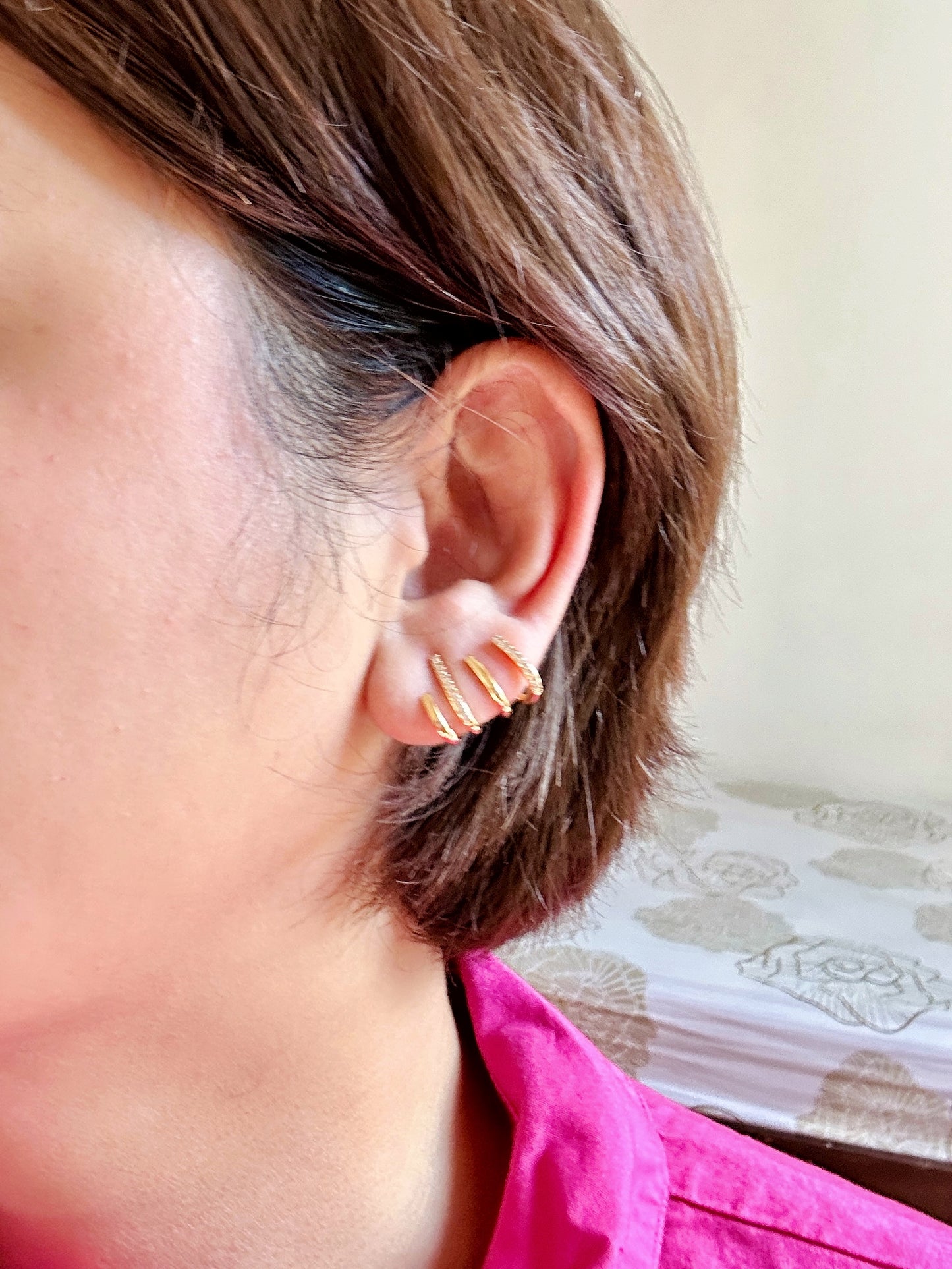 Triple Arc Sparkle Ear Cuff Earrings