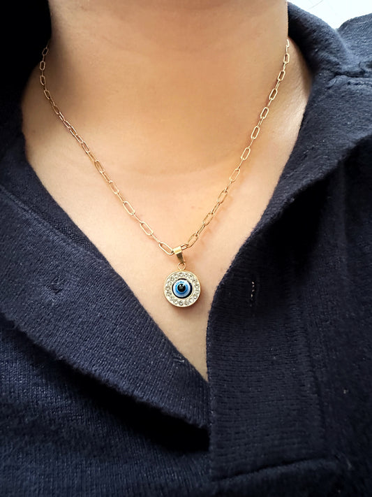 Evil Eye Pendant Necklace in Stainless Steel