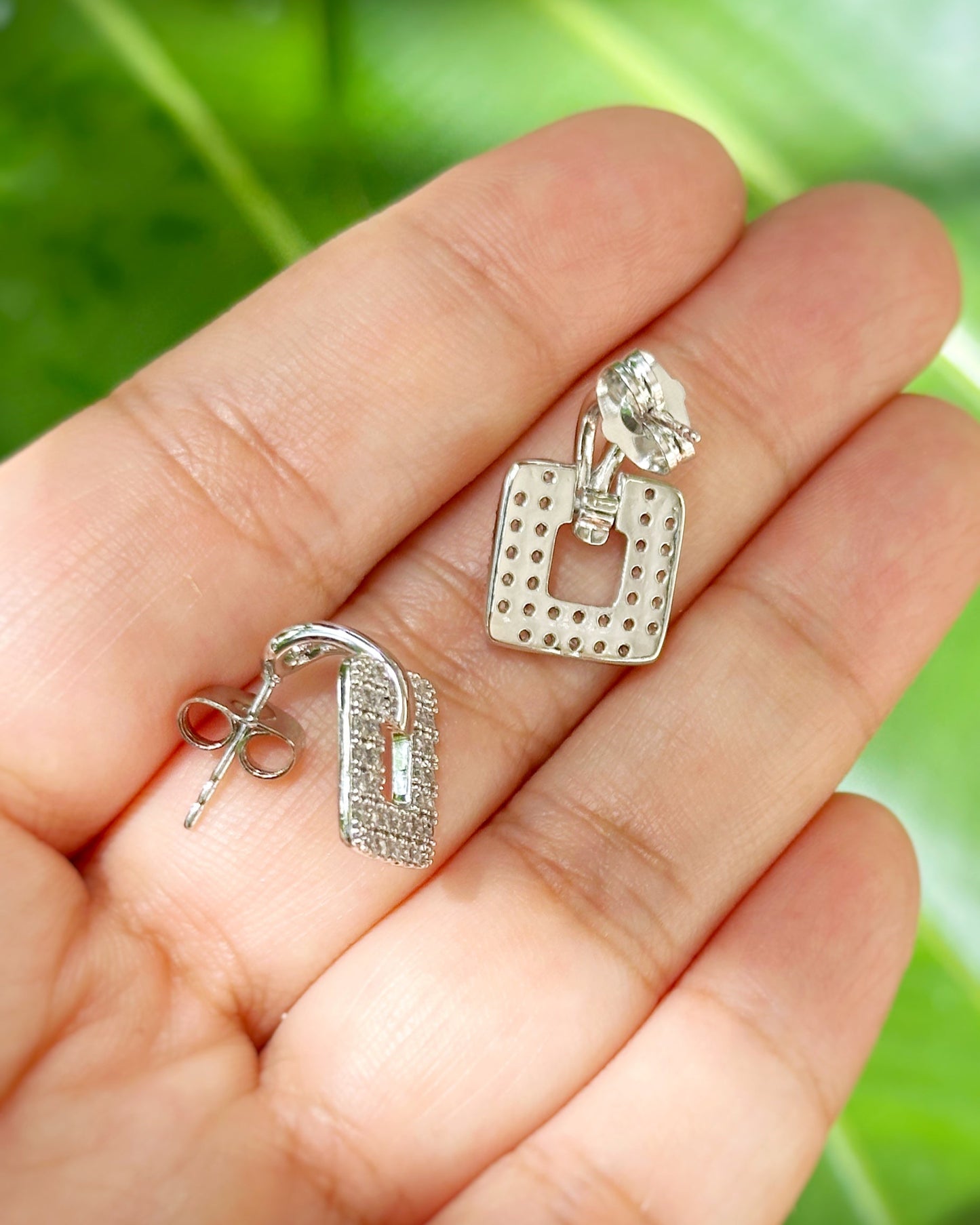 Radiant Square Cut Zirconia Dangling Earrings