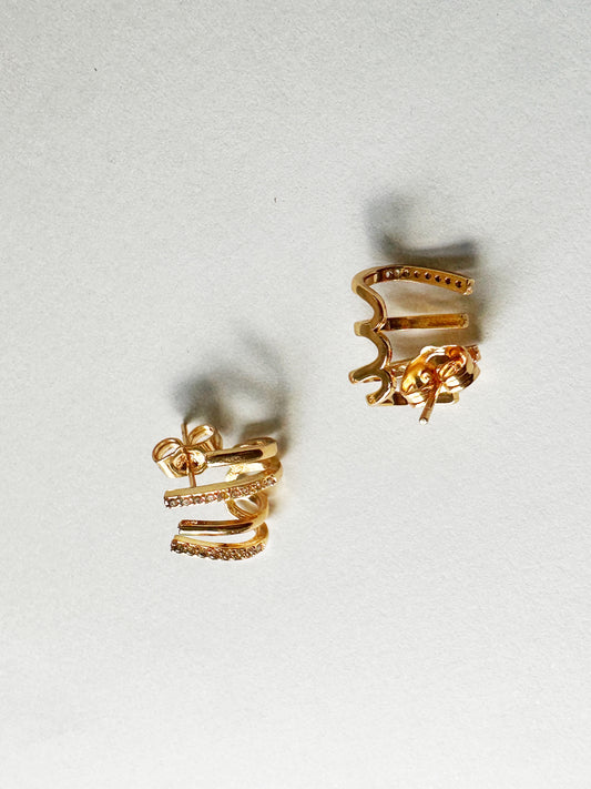 Triple Arc Sparkle Ear Cuff Earrings
