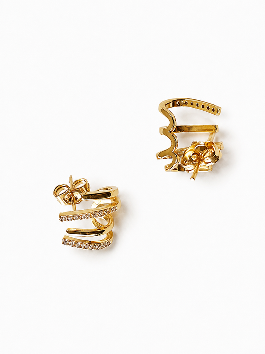 Triple Arc Sparkle Ear Cuff Earrings