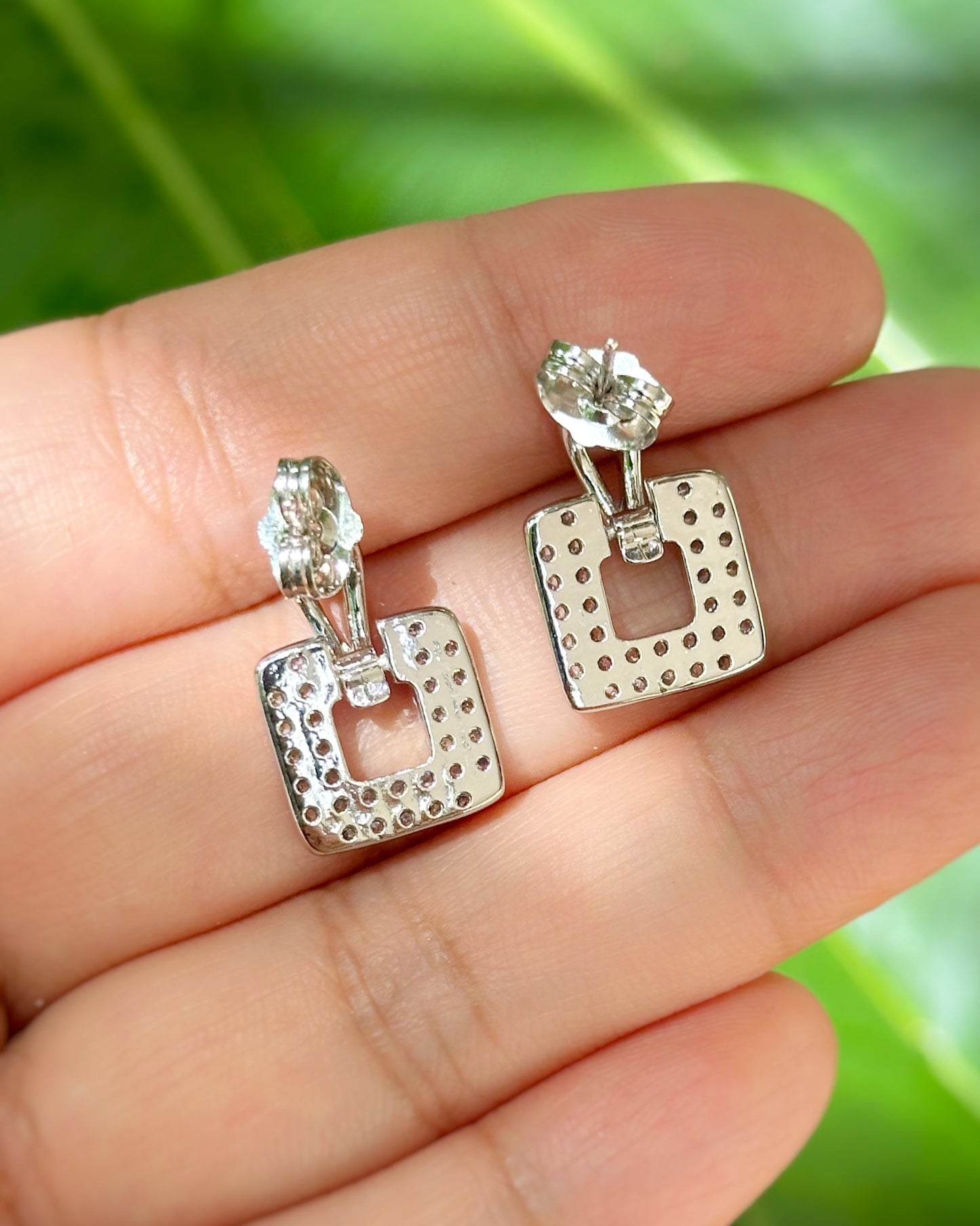 Radiant Square Cut Zirconia Dangling Earrings