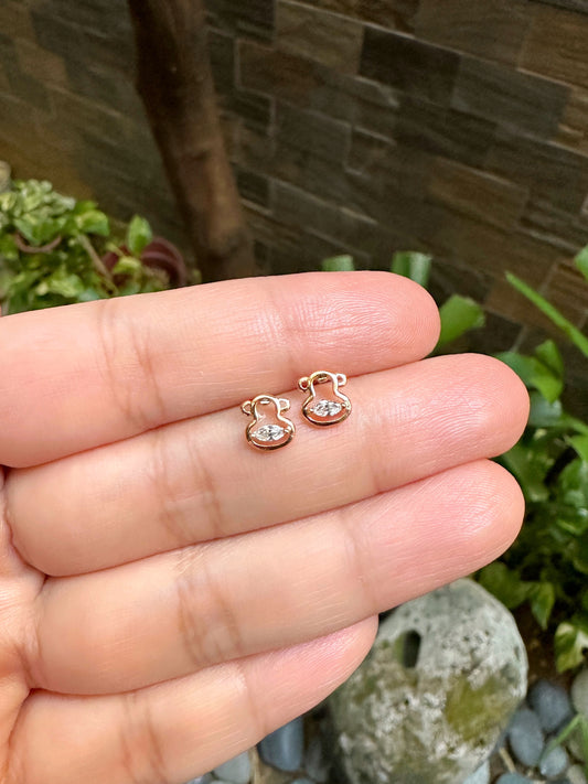 Charming Monkey Stud Earrings with Marquise Zirconia Stones