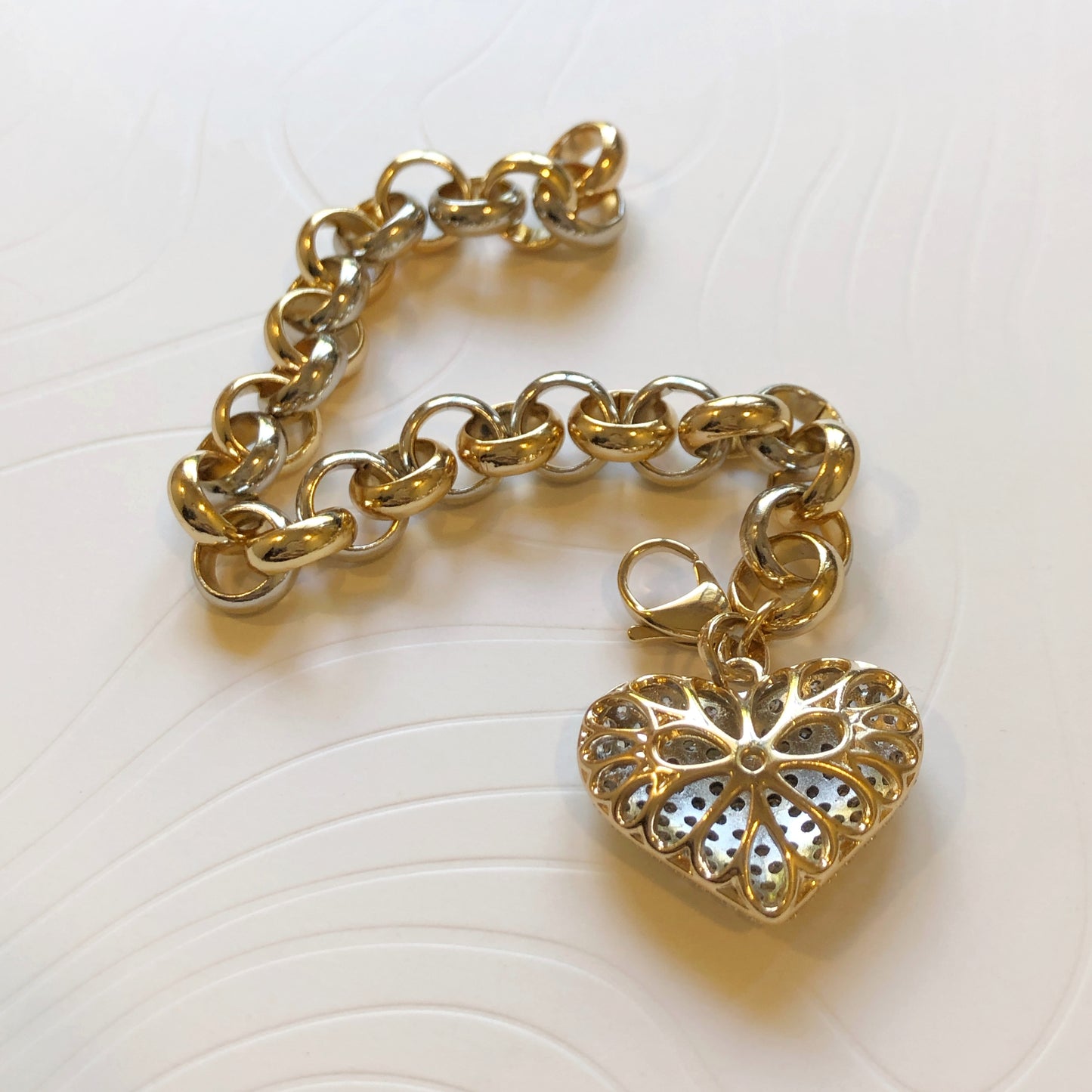 Heart of Gold Sparkling Charm Bracelet