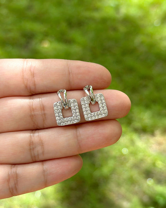 Radiant Square Cut Zirconia Dangling Earrings
