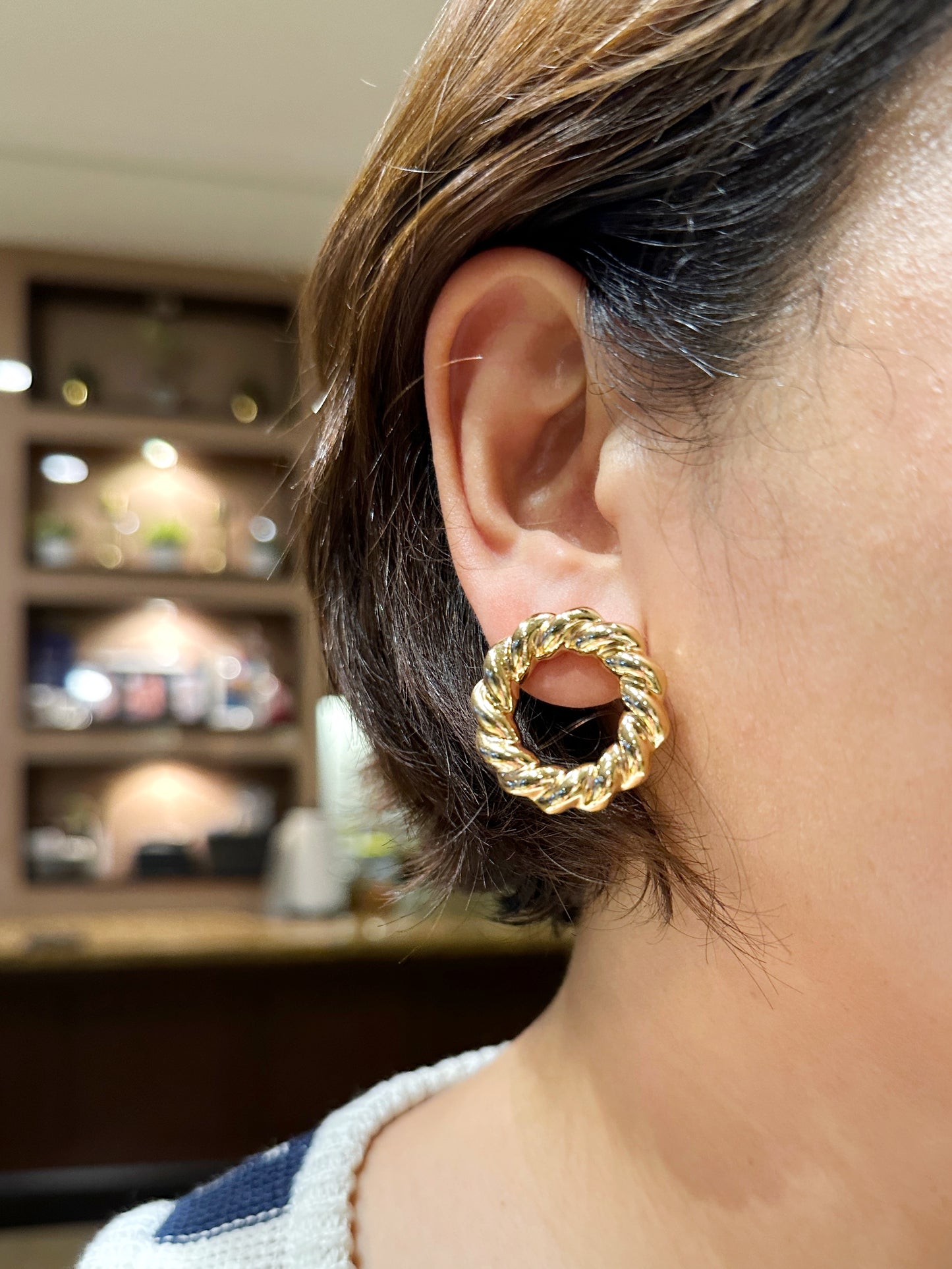 Twist Rope Open Circle Statement Earrings