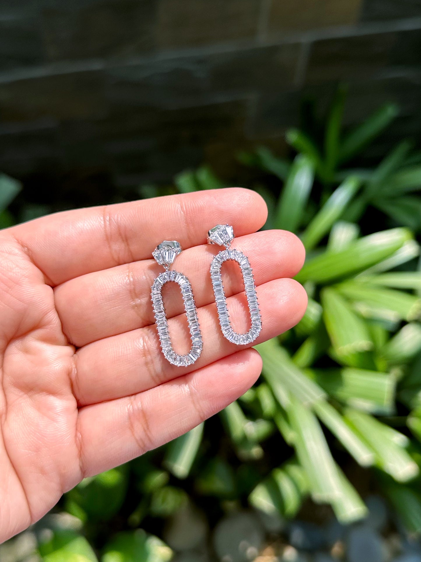 Oval Track Drop Earrings