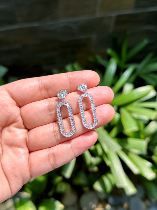 Oval Track Drop Earrings