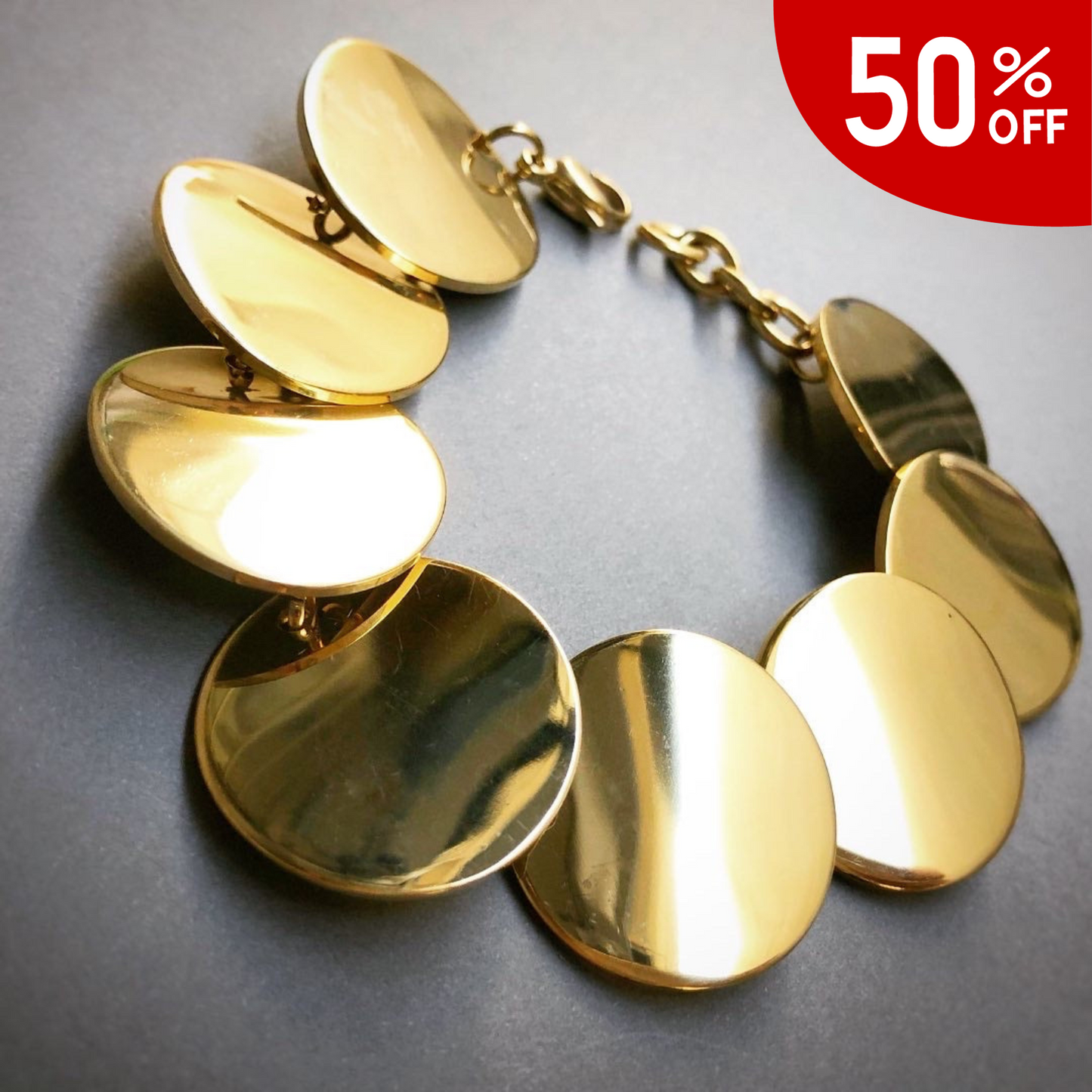 Chunky Linked Discs in Stainless Steel