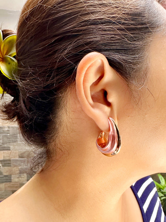 Tropical Sunset Shell Wave Statement Earrings