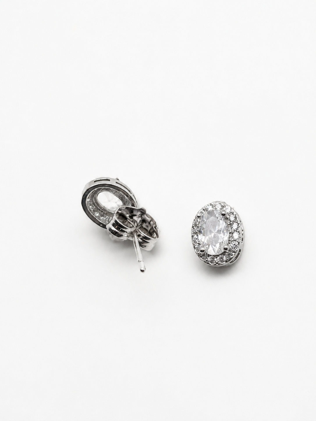 Classic Petite Oval Halo Stud Earrings | Premium Zirconia Oval Earrings