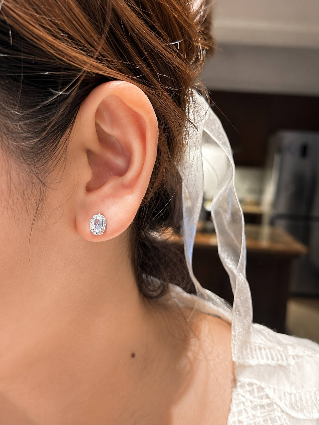 Classic Petite Oval Halo Stud Earrings | Premium Zirconia Oval Earrings