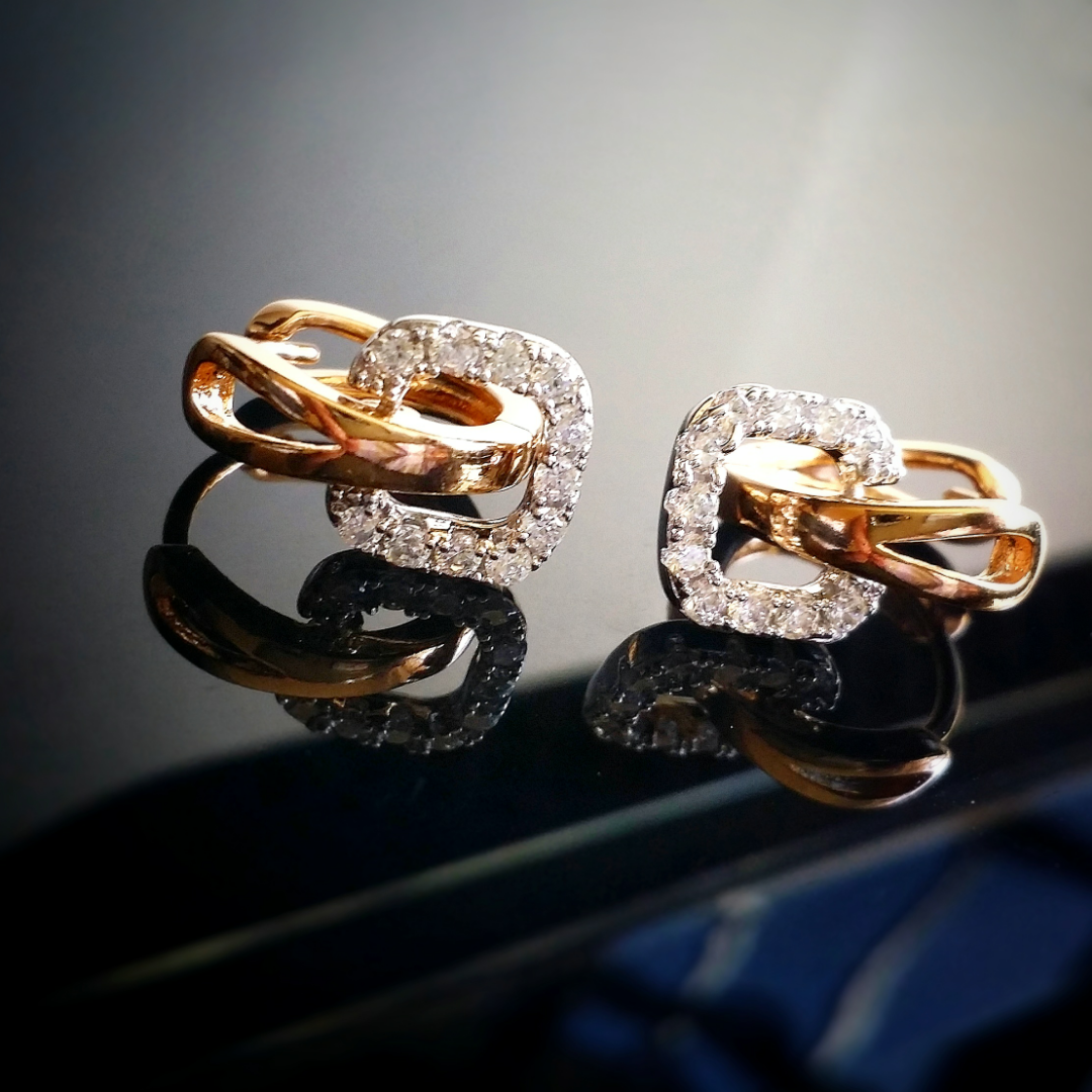Two-Tone Buckle Earrings