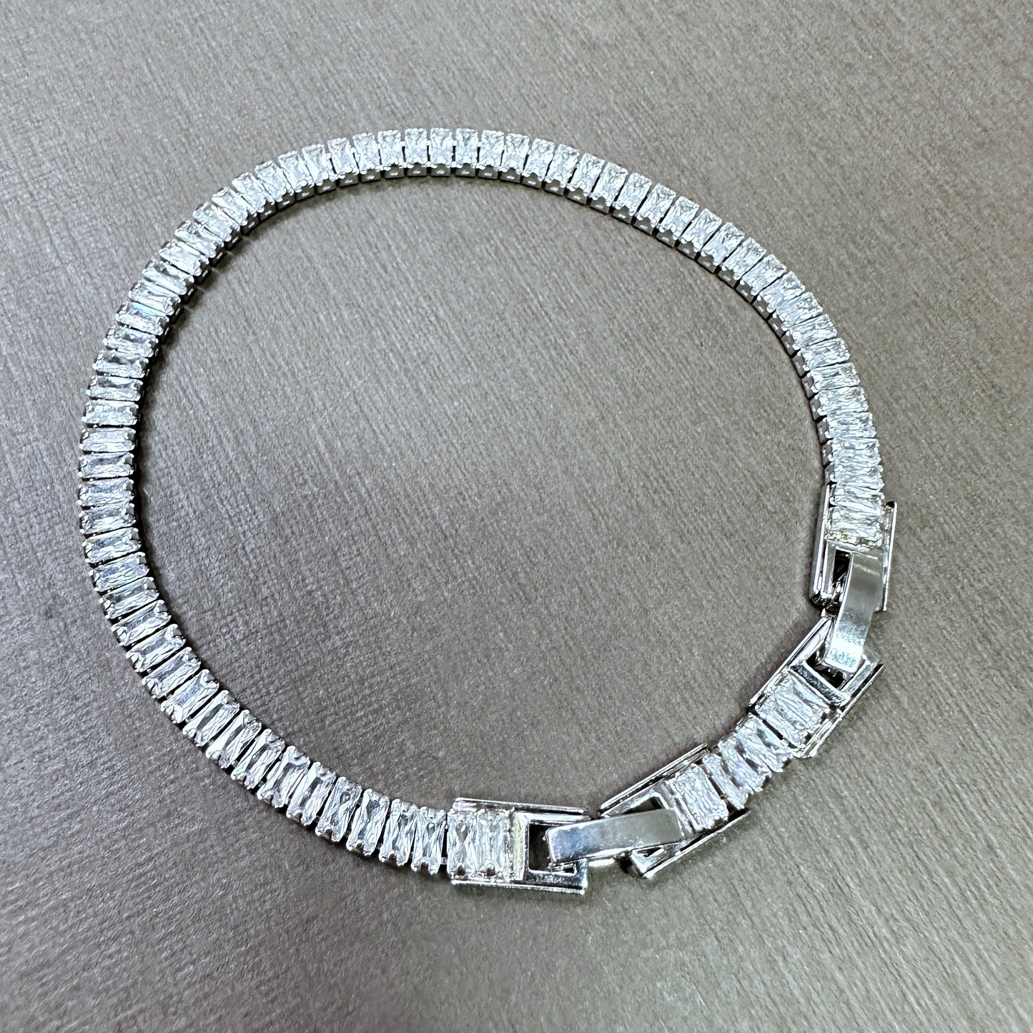 Classic Petite Emerald Cut Tennis Bracelet in Whitegold Tone