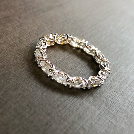 Oval Stones Eternity Ring in Whitegold Tone
