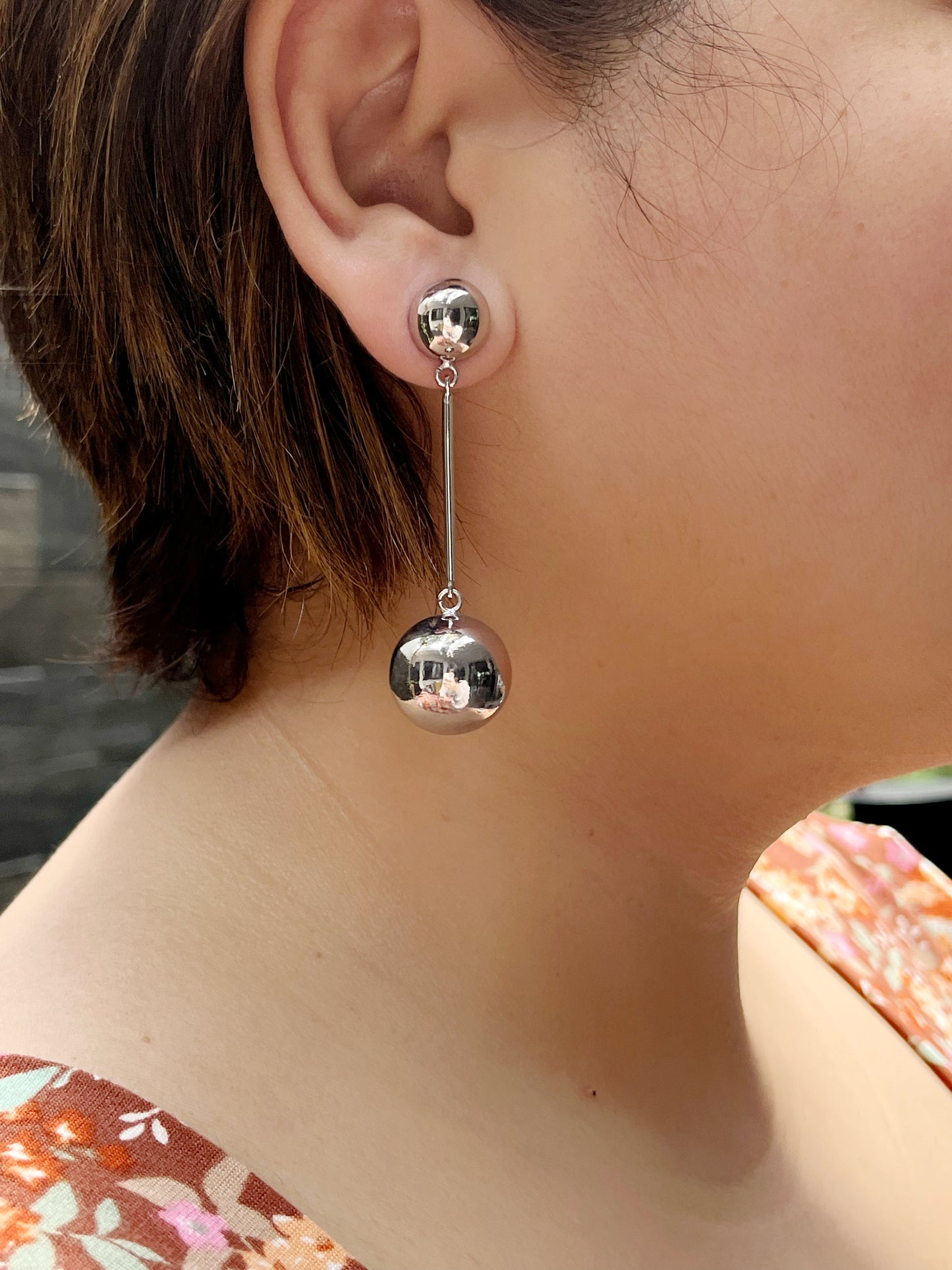 Solid Sphere Drop Earrings