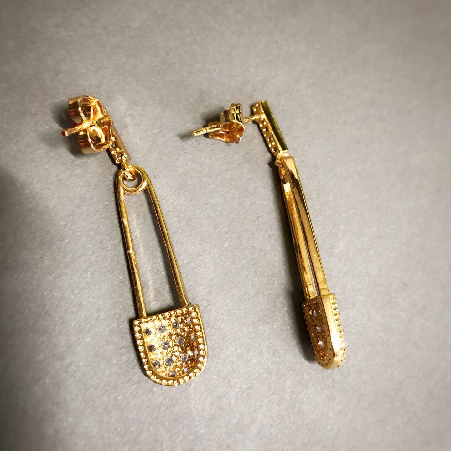 Sleek Safety Pin Drop Earrings