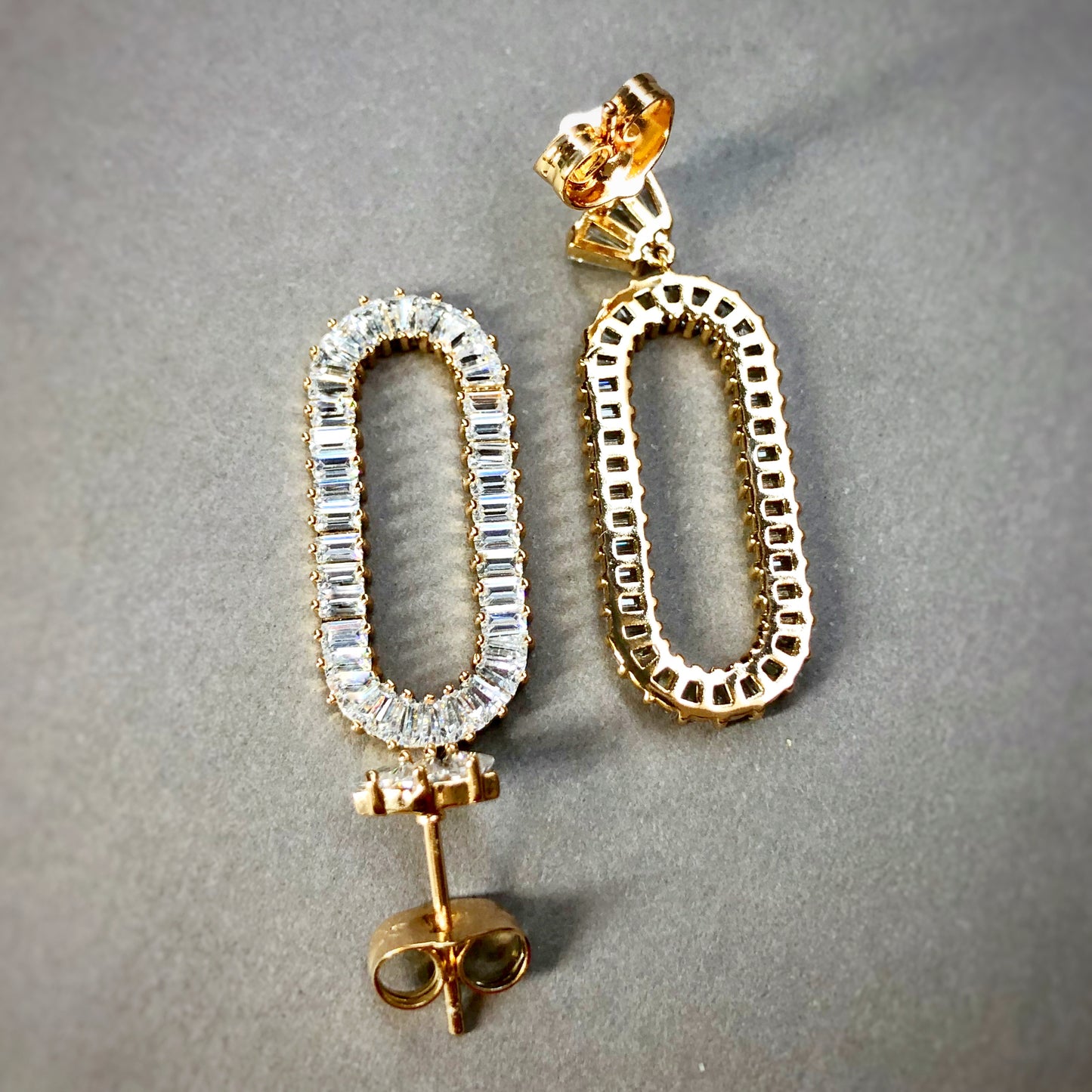 Oval Track Drop Earrings