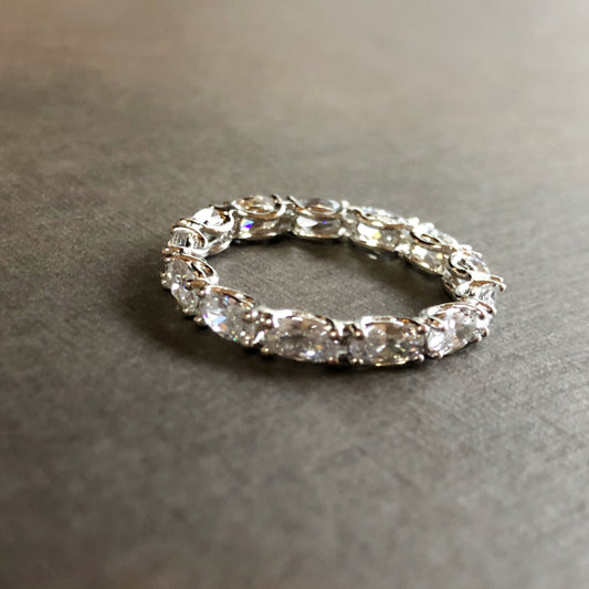Oval Stones Eternity Ring in Whitegold Tone