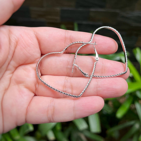 Love Hoop Earrings in Whitegold Tone