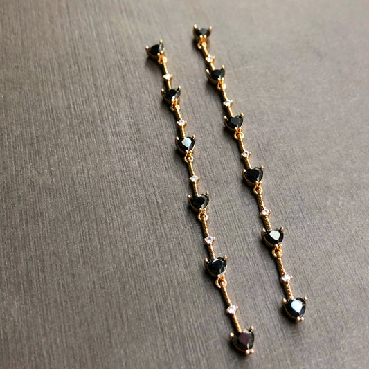 Black Hearts Needle Drop Earrings