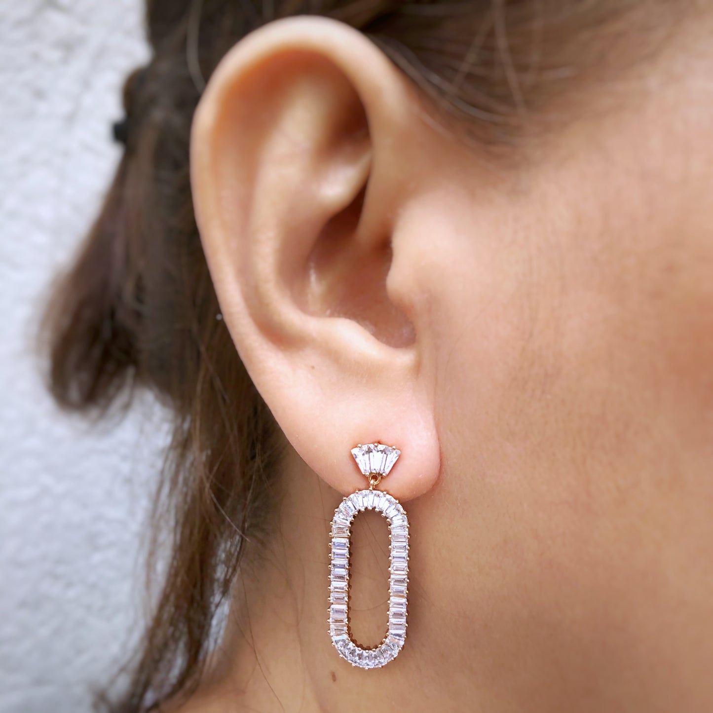 Oval Track Drop Earrings