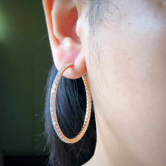 Fully-Studded Oversized Hoop Earrings