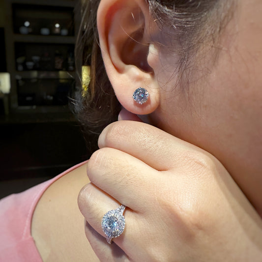Classic Round Cut Earrings & Ring Set