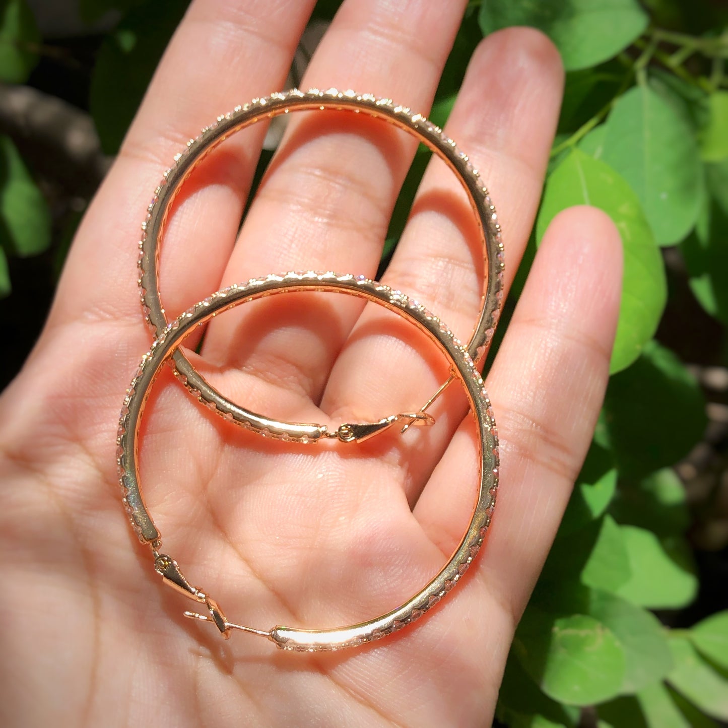 Fully-Studded Oversized Hoop Earrings