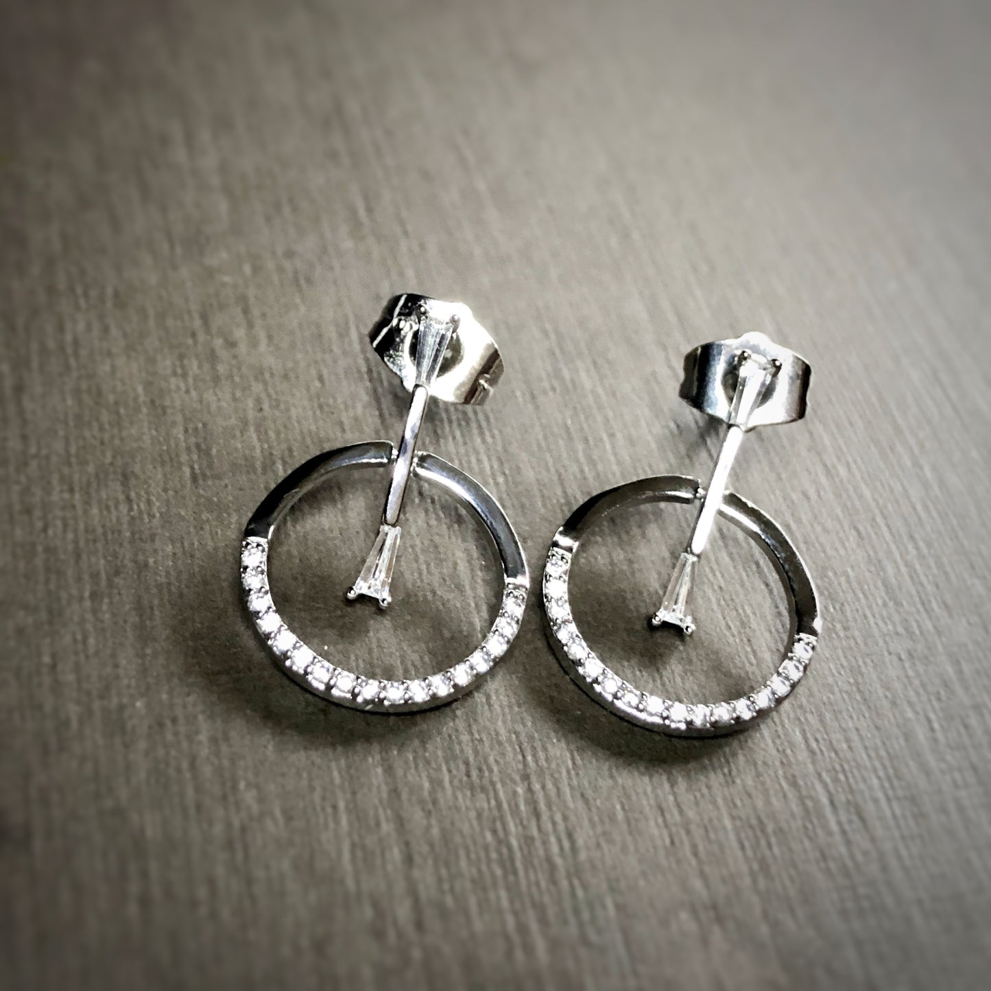 Floating Bar In Open Circle Dangling Earrings