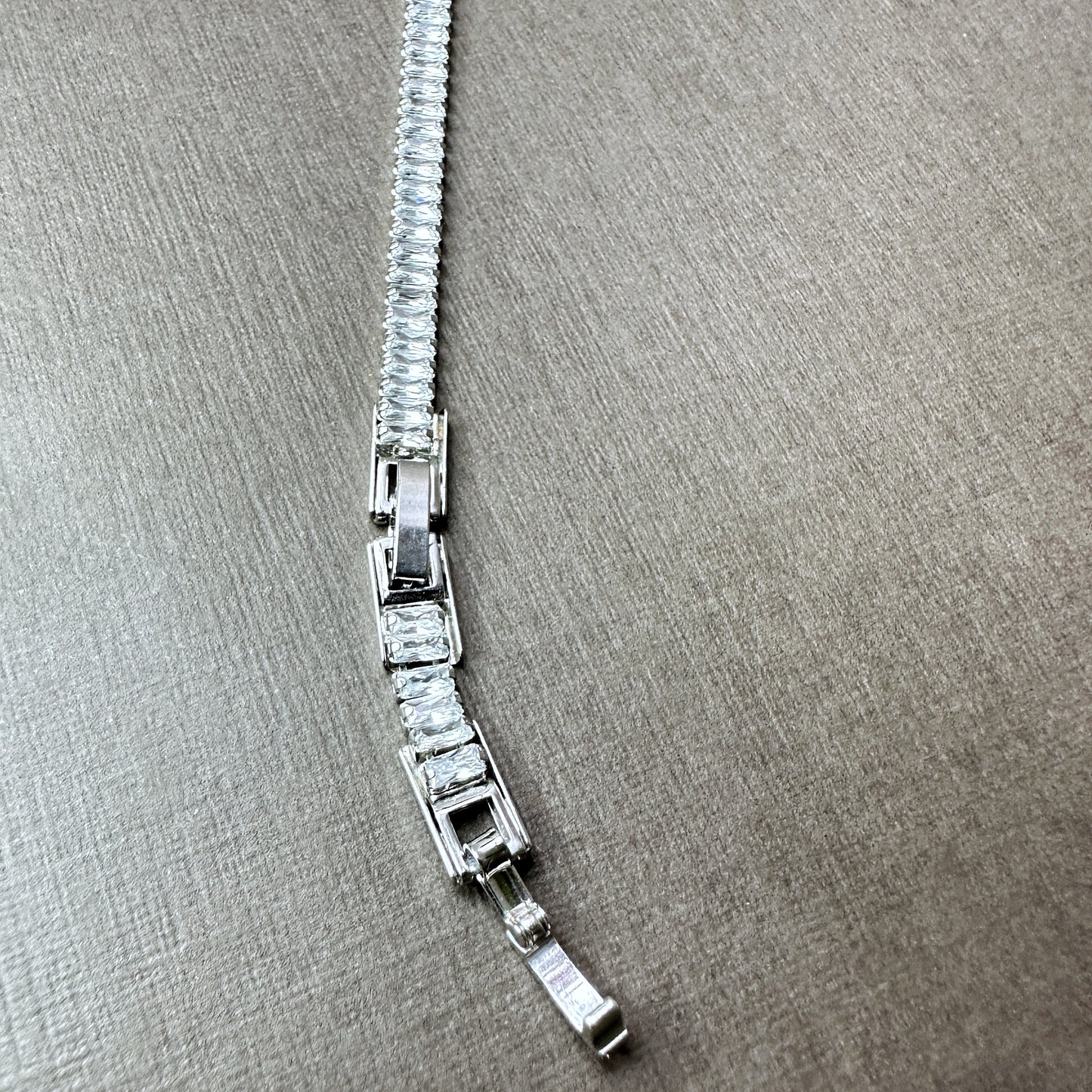 Classic Petite Emerald Cut Tennis Bracelet in Whitegold Tone