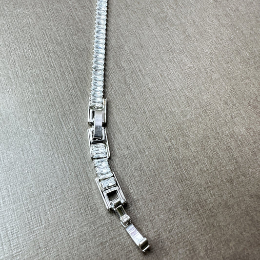 Classic Petite Emerald Cut Tennis Bracelet in Whitegold Tone