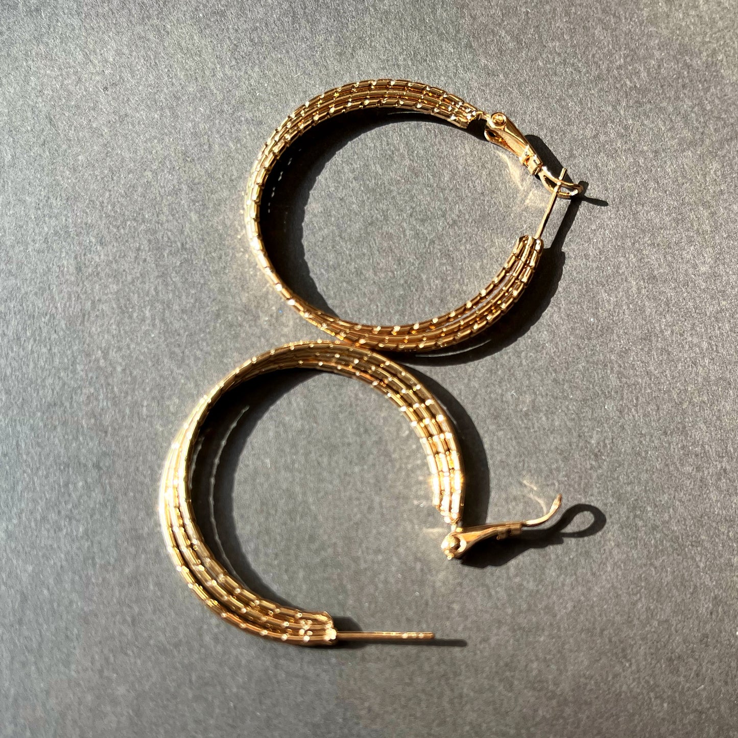 Tootsie Roll Hoop Earrings in Gold Tone