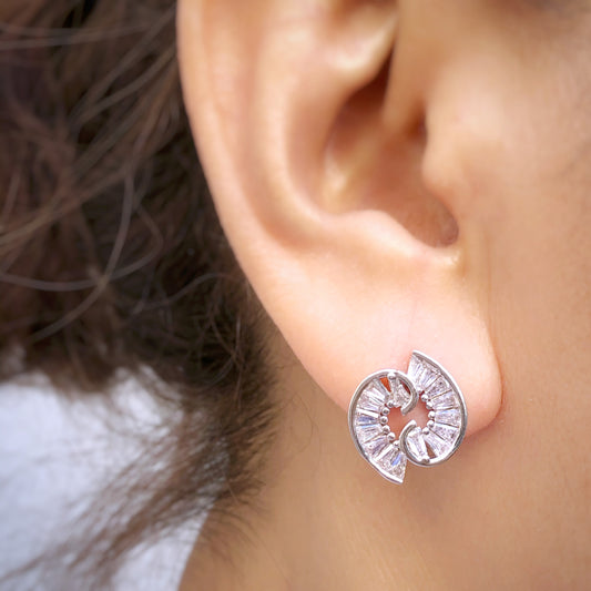 Cochlea Earrings in Whitegold Tone