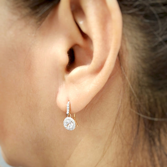 Classic Round Cut Drop Earrings in 7mm