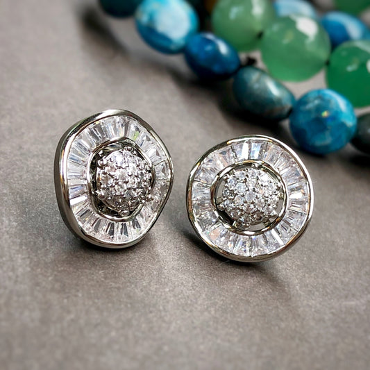 Shine Bright two way Jacket Earrings that can be worn in two different ways in whitegold tone