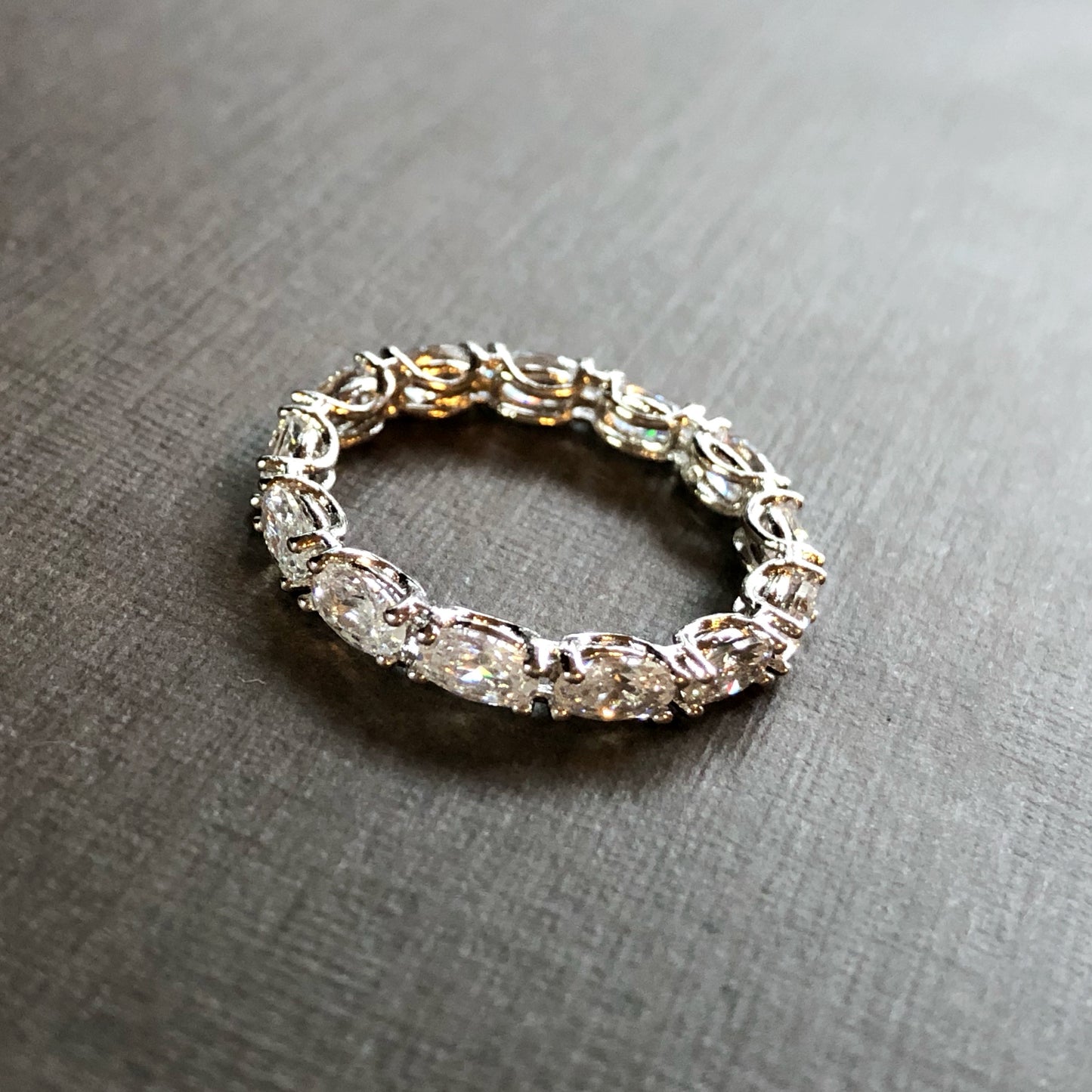 Oval Stones Eternity Ring in Whitegold Tone