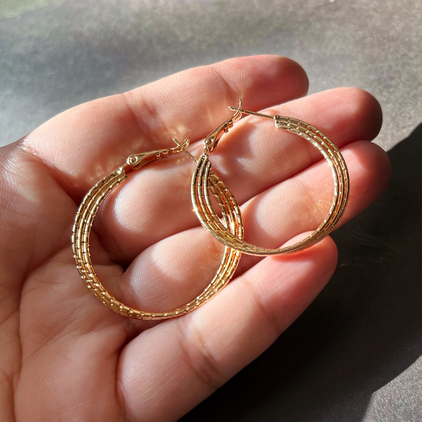 Tootsie Roll Hoop Earrings in Gold Tone