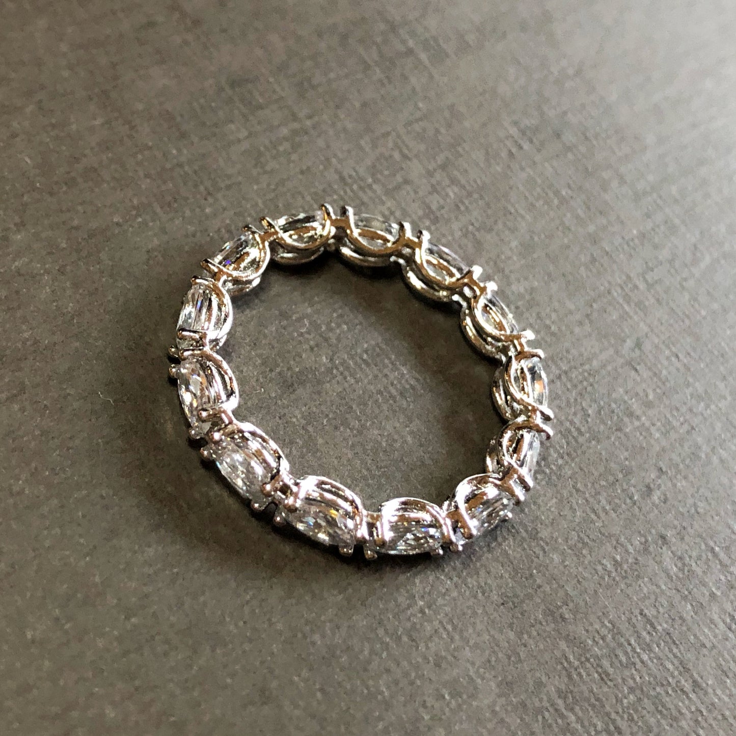 Oval Stones Eternity Ring in Whitegold Tone