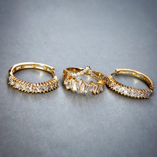 Baguette Cut Set in Gold Tone