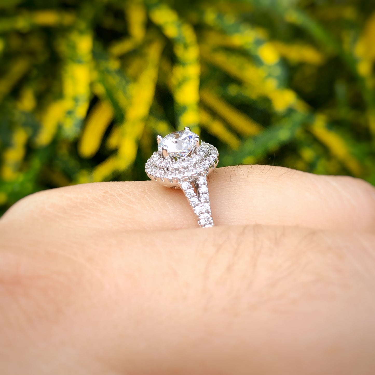 Double Halo Classic Round Cut Ring