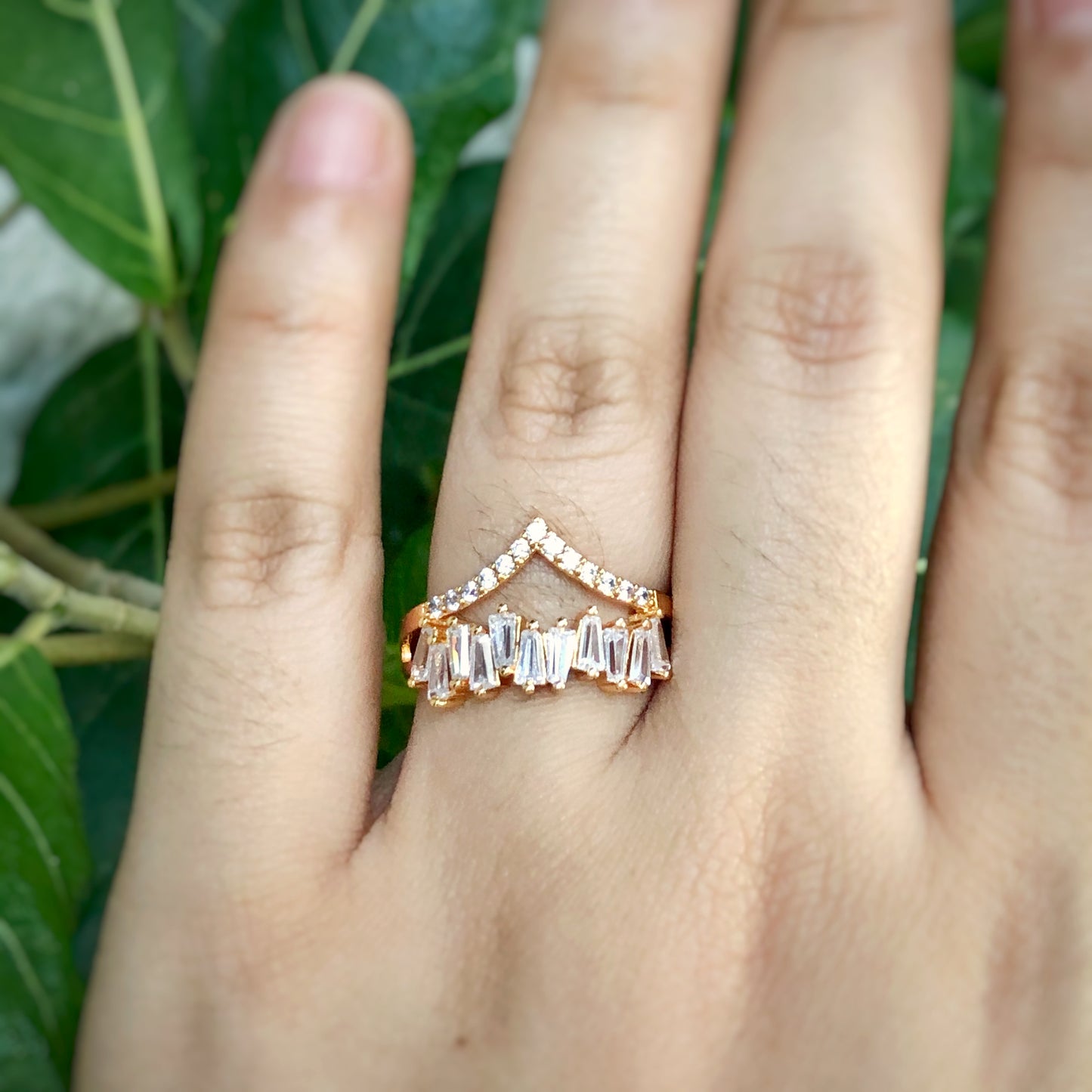 Baguette Cut Set in Gold Tone