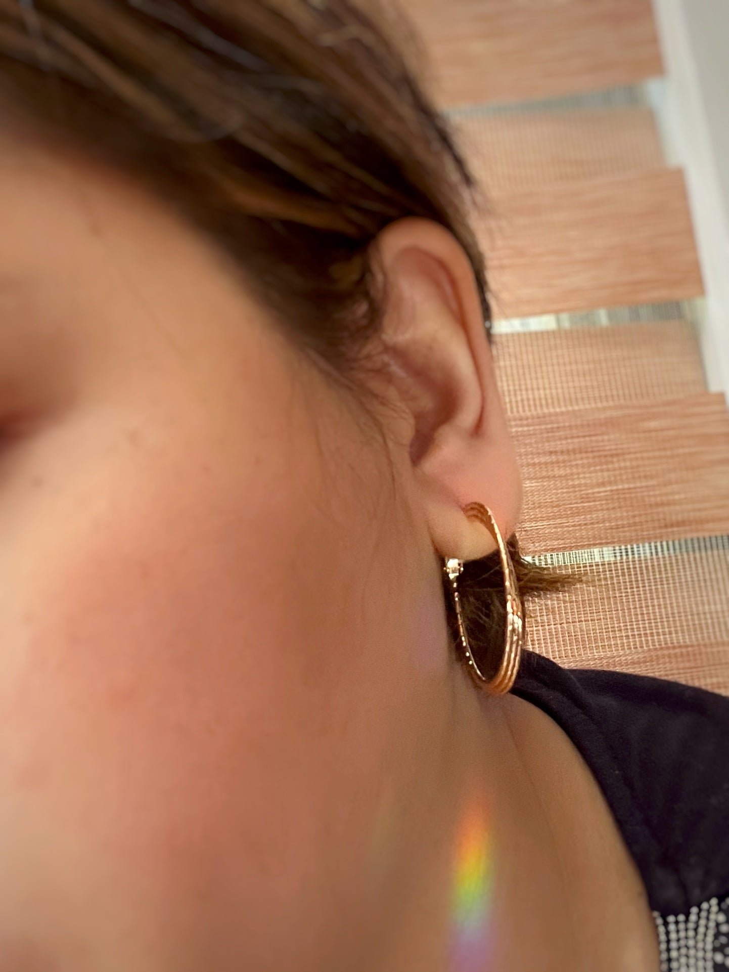 Tootsie Roll Hoop Earrings in Gold Tone