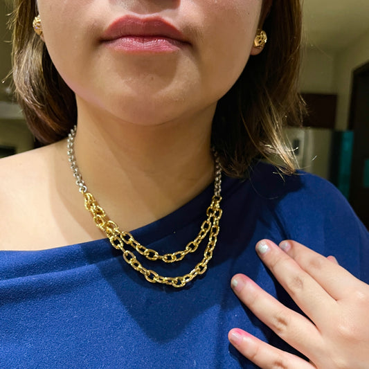 Layered Two-Tone Chunky Links Necklace
