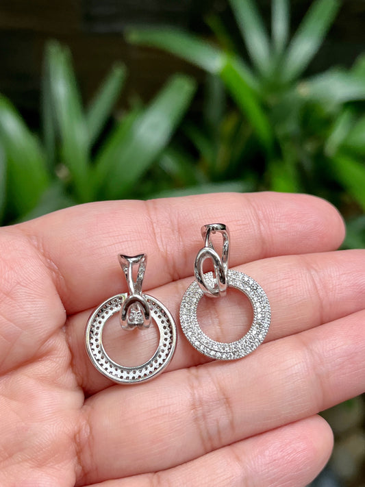 Eternity Dangling Earrings in Whitegold Tone