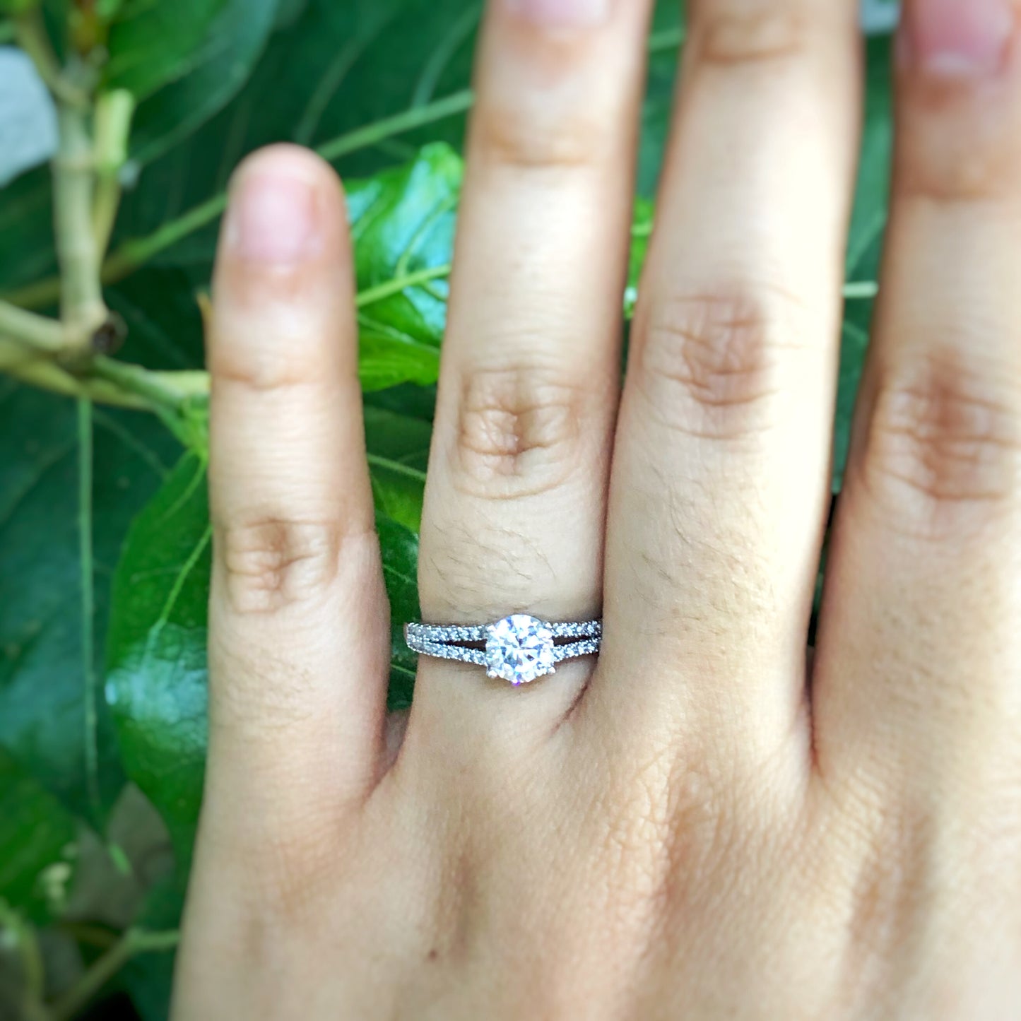 Radiant Round-Cut Solitaire Pavé Ring